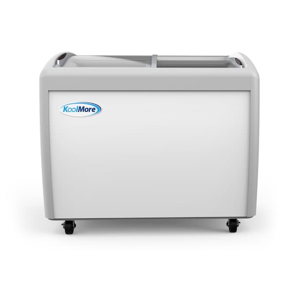 Koolmore Commercial Ice Cream Freezer Display Case, Glass Top Chest Freezer with 4 Storage Baskets and Clear - MCF-12C