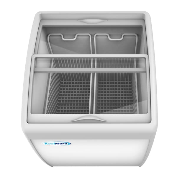Koolmore Commercial Ice Cream Freezer Display Case, Glass Top Chest Freezer with 2 Storage Baskets and Clear - MCF-6C