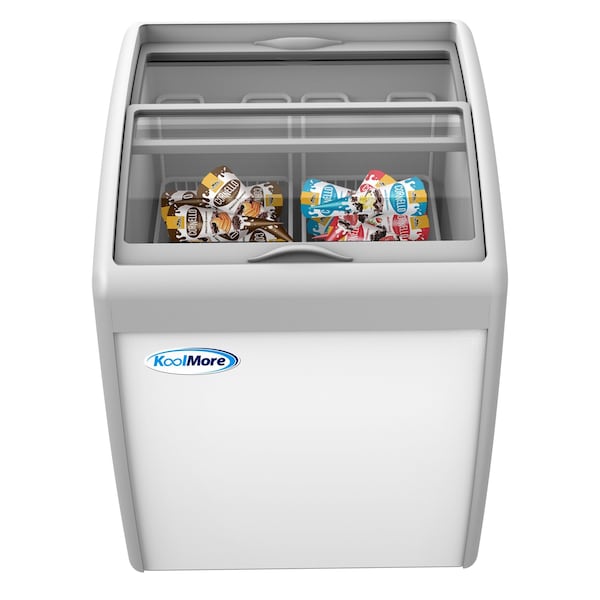 Koolmore Commercial Ice Cream Freezer Display Case, Glass Top Chest Freezer with 2 Storage Baskets and Clear - MCF-6C