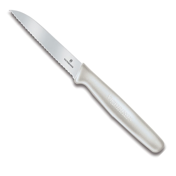 Swiss Army Brands Victorinox 42807 Kitchen White Paring - Small Handle, Sheep'S Foot, 30.25In Blade, Serrated Edge - VIC-5.0437.S