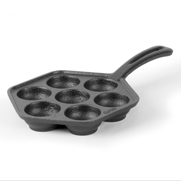 Commercial Chef Cast Iron Danish Aebleskiver Pan, Makes 7 Pancake Balls - CHCI4105