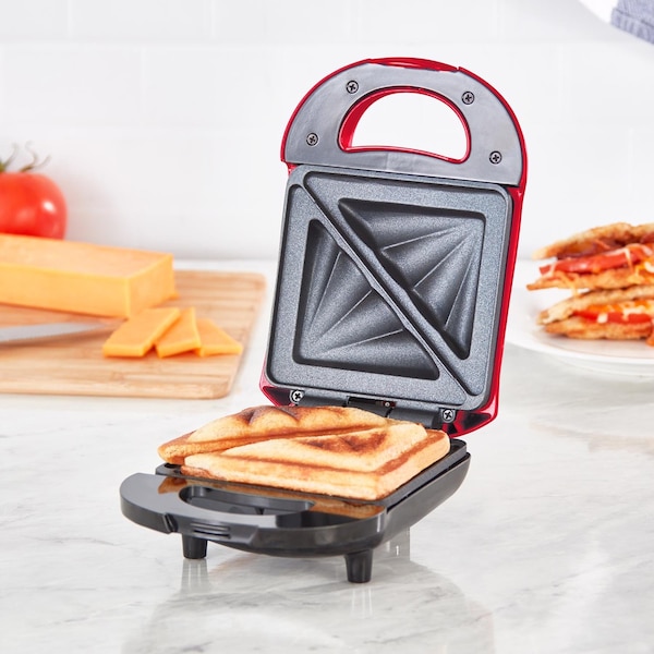 Rise By Dash 7.8 in. L X 6.2 in. W Metal Nonstick Surface Red Sandwich Grill - RPM100GBRR06