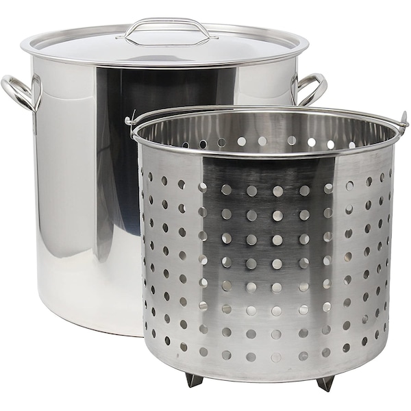 Concord Commercial Grade Stainless Steel Stock Pot w/ Steamer Basket, 53 Quart - S4040
