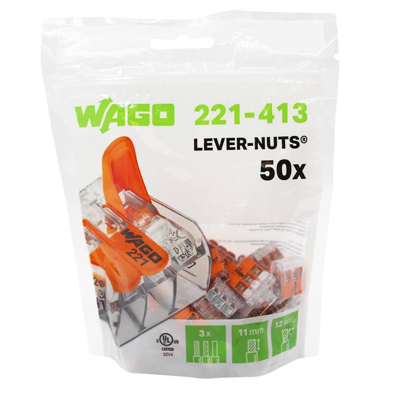 WAGO 221-413 Lever-Nuts 3-Conductor Splicing Connectors, 12-24AWG (Paquete de 50) - 0221413K00-012

WAGO 221-413 Lever-Nuts 3-Conductor Splicing Connectors, 12-24AWG (Paquete de 50) - 0221413K00-012