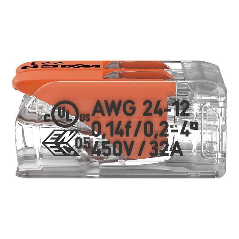 WAGO 221-412 Conectores de empalme compactos de palanca de cable 2 conductores (paquete de 50) - 0221412K00-012
