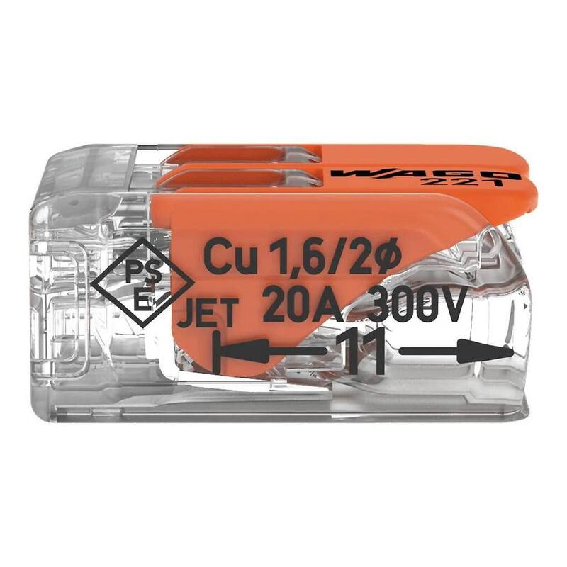WAGO 221-412 Conectores de empalme compactos de palanca de cable 2 conductores (paquete de 50) - 0221412K00-012