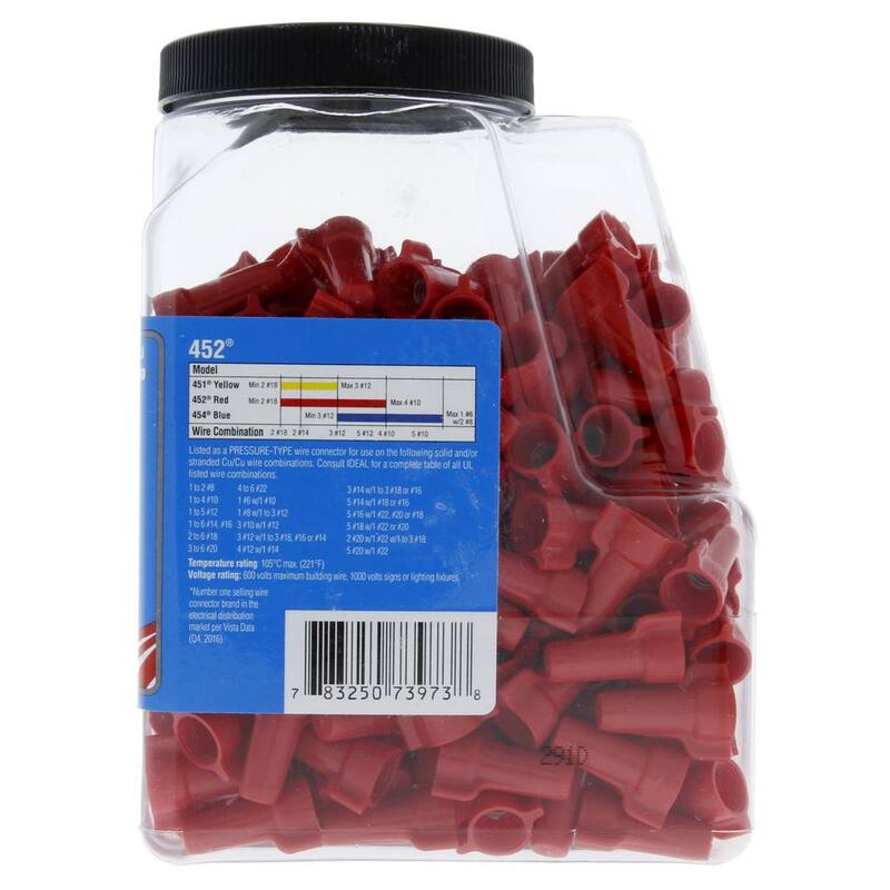 IDEAL 452 Conectores de Alambre Red WING-NUT (250 por Frasco) - 30-1452J