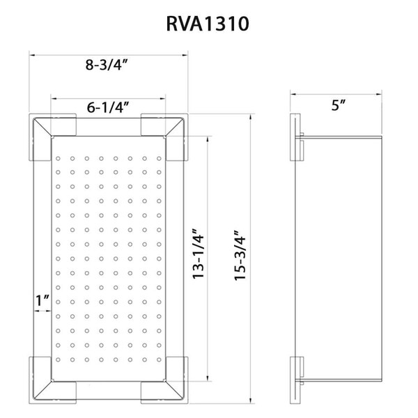Ruvati replacement colander for RVH8210, RVH8221, RVH8222, RVH8333, RVQ5210 sink Stainless Steel - RVA1310