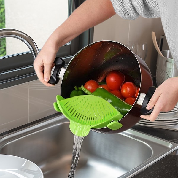 1947Kitchen Heat Resistance Easy Snap Silicone Kitchen Strainer, Green - TI-SNSKS-GRE
