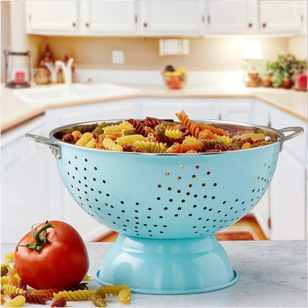 Nusteel Nusteel TG-769 9 in. Colander With Handles; Aqua Blue - TG-769