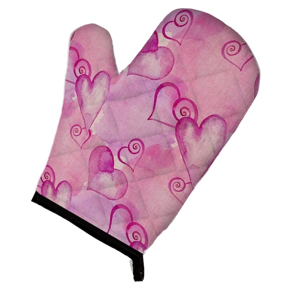 Carolines Treasures Watercolor Hot Pink Hearts Oven Mitt - BB7564OVMT