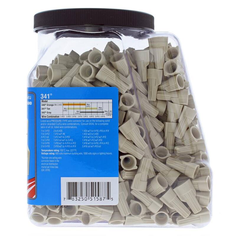 Conectores de alambre IDEAL Twister, 341 - Color Caoba (Frasco de 500) - 30-641J