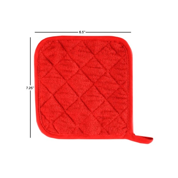 Hastings Home Pot Holder Set, 3 Piece Set Of Heat Resistant Quilted Cotton Pot Holders By Hastings Home (Red) - 534383ABA