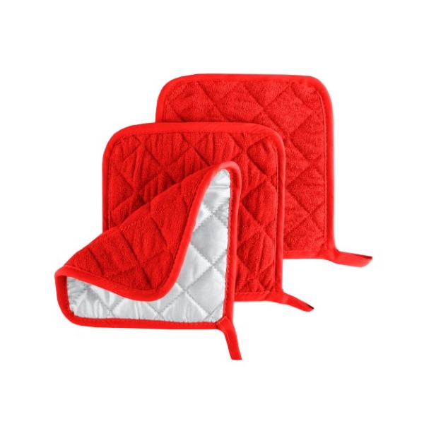 Hastings Home Pot Holder Set, 3 Piece Set Of Heat Resistant Quilted Cotton Pot Holders By Hastings Home (Red) - 534383ABA