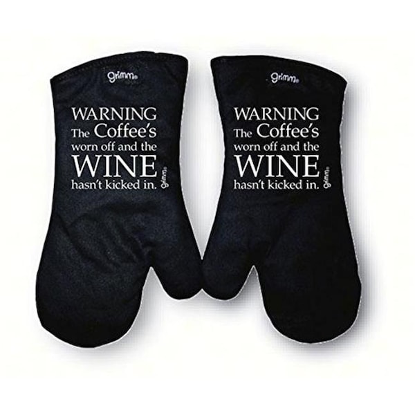 Grimm Grimm GRIMMKICKMITT Warning The Coffees Worn Off & The Wine Hasnt Kicked in Oven Mitt - GRIMMKICKMITT