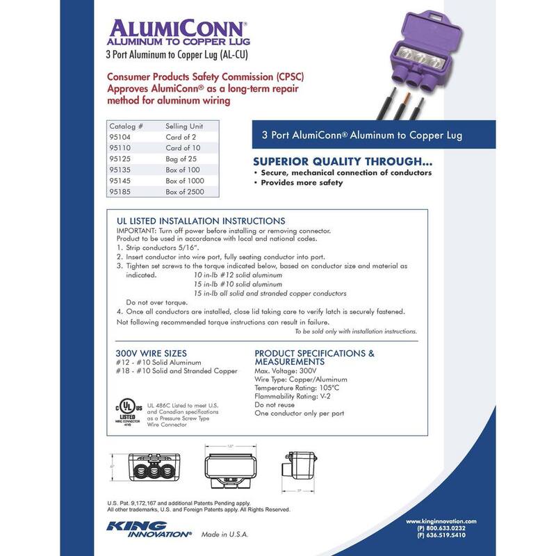Conectores de cable Al/Cu AlumiConn de 3 puertos (paquete de 25) - 95125.0.