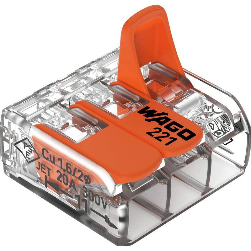 WAGO 221-413/996-010 3-Wire Lever Nuts Conector de empalme compacto para conductores, 12-24 AWG (paquete de 10) - 60338741