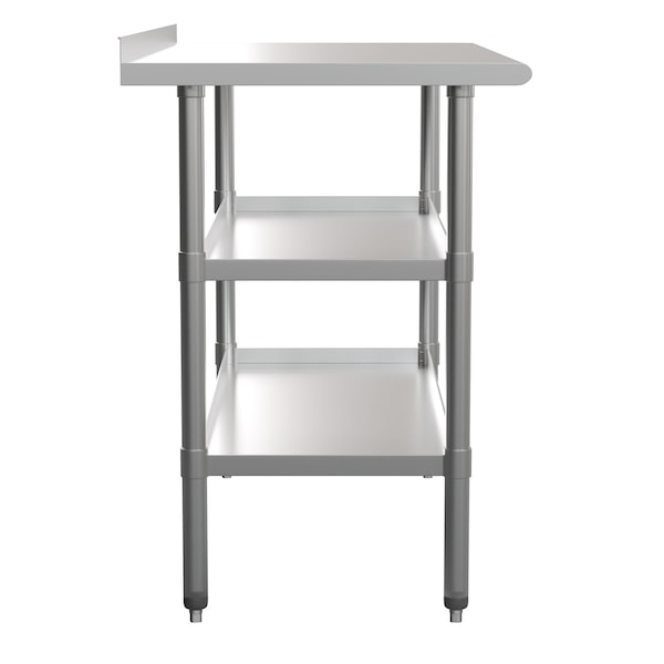 Flash Furniture 48 x 24 Stainless 2 Shelf Table with Backsplash - NH-WT-GU-2448BSP-GG