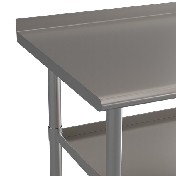 Flash Furniture 48 x 24 Stainless 2 Shelf Table with Backsplash - NH-WT-GU-2448BSP-GG