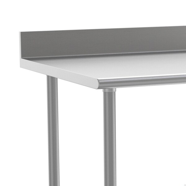 Flash Furniture Reese 430 Stainless Steel 18 Gauge 30-in x 36-in Table w/Adjustable Shelf and 4-in Backsplash - NH-WT-3036-GG-B4-GG