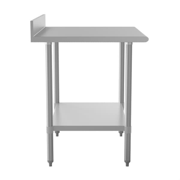 Flash Furniture Reese 430 Stainless Steel 18 Gauge 30-in x 36-in Table w/Adjustable Shelf and 4-in Backsplash - NH-WT-3036-GG-B4-GG