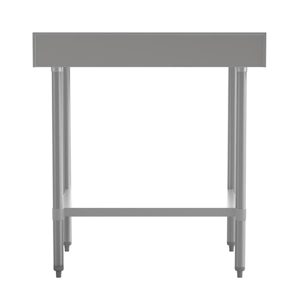 Flash Furniture Reese 430 Stainless Steel 18 Gauge 30-in x 36-in Table w/Adjustable Shelf and 4-in Backsplash - NH-WT-3036-GG-B4-GG