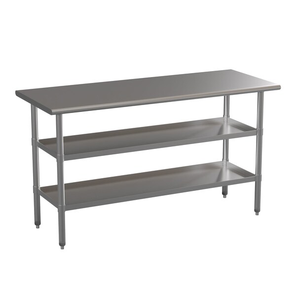 Flash Furniture 60 x 24 Stainless Steel Work Table-2 Undershelves - NH-WT-GU-2460-GG