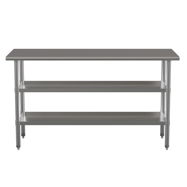 Flash Furniture 60 x 24 Stainless Steel Work Table-2 Undershelves - NH-WT-GU-2460-GG