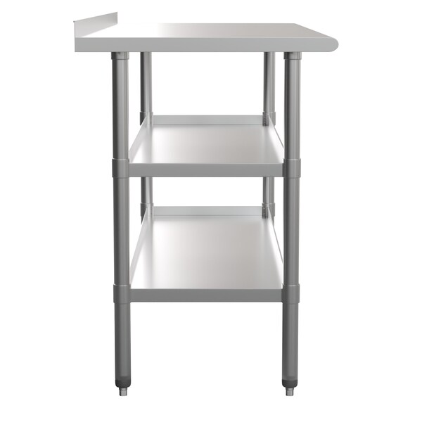 Flash Furniture 60 x 24 Stainless 2 Shelf Table with Backsplash - NH-WT-GU-2460BSP-GG