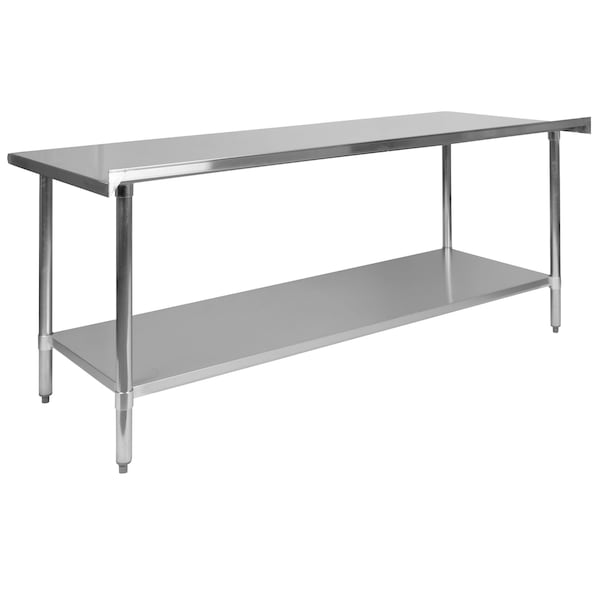 Flash Furniture 72"W Stainless 18 Gauge Work Table - Undershelf - NH-WT-3072BSP-GG
