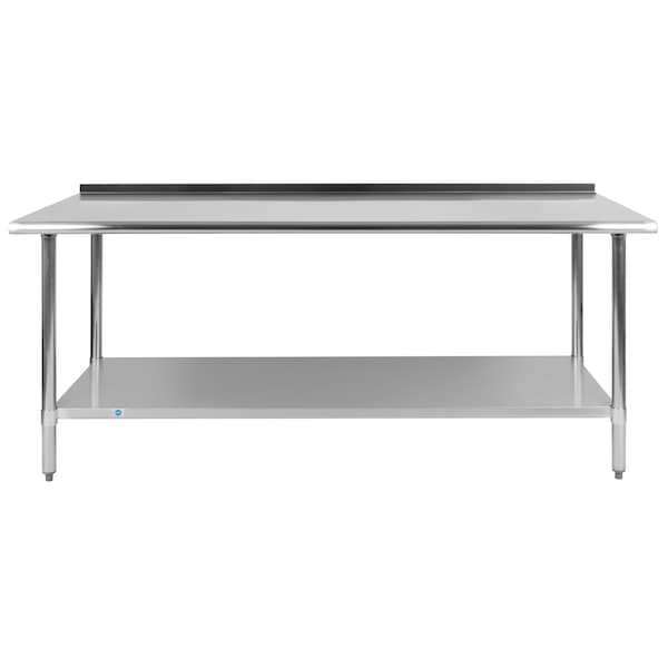 Flash Furniture 72"W Stainless 18 Gauge Work Table - Undershelf - NH-WT-3072BSP-GG