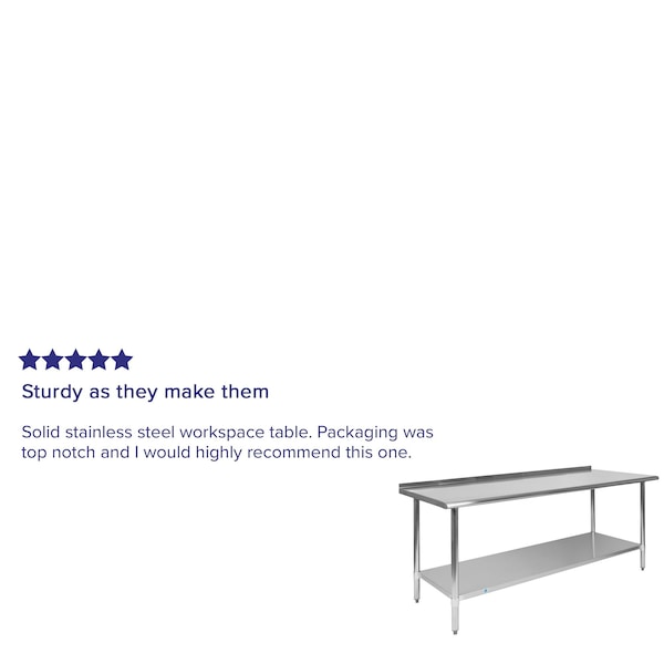 Flash Furniture 72"W Stainless 18 Gauge Work Table - Undershelf - NH-WT-3072BSP-GG