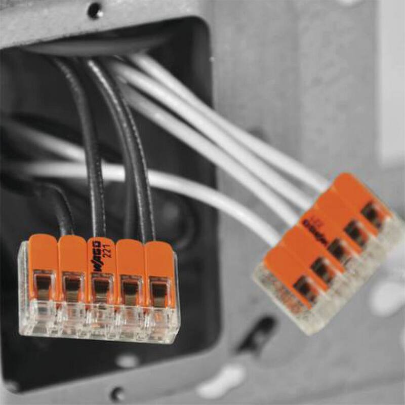 WAGO 221-415 Lever Nuts 5 Wire Conductor Compact Connectors (Paquete de 25) - 0221415K00-012

Por favor nota que "Compact Connectors" podría traducirse también como "conectores compactos".