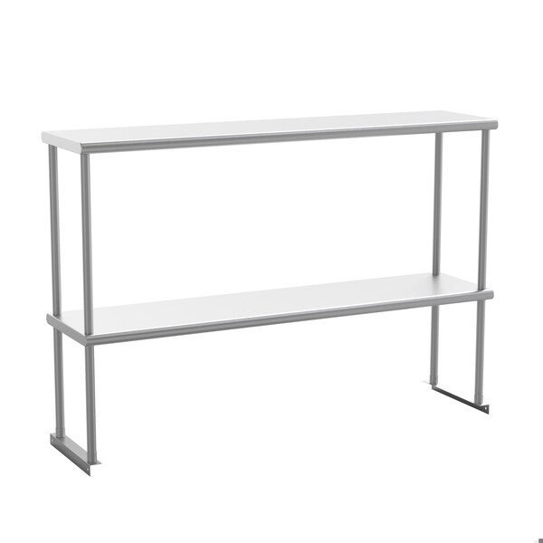 Flash Furniture Reese 430 Stainless Steel 18 Gauge NSF Certified 48-in x 12-in Metal Kitchen Double Overshelf - NH-OSD-1248-GG