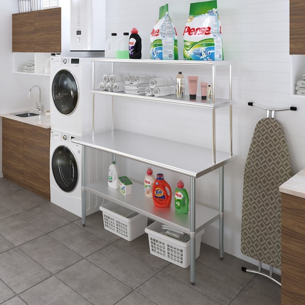 Amgood 14''x60'' Stainless Steel Double Deck Over Shelf - DOS-1460-Z
