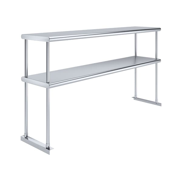 Amgood 14''x60'' Stainless Steel Double Deck Over Shelf - DOS-1460-Z