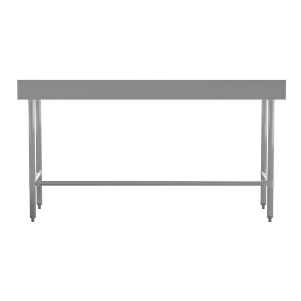 Flash Furniture Reese 430 Stainless Steel 18 Gauge Open Base Kitchen Prep and Work Table w/4-in Backsplash - NH-WT-3072-OG-B4-GG
