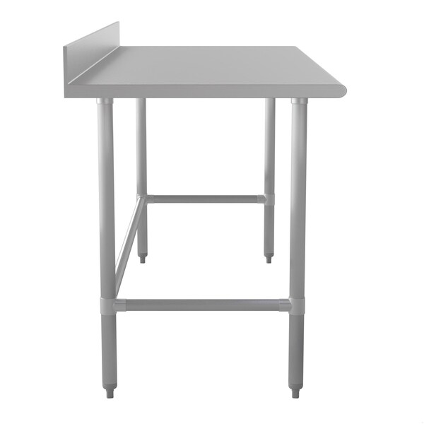 Flash Furniture Reese 430 Stainless Steel 18 Gauge Open Base Kitchen Prep and Work Table w/4-in Backsplash - NH-WT-3072-OG-B4-GG