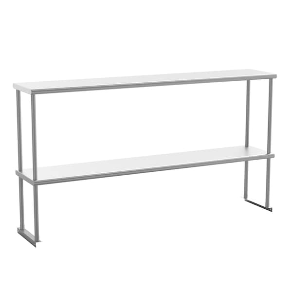 Flash Furniture Reese 430 Stainless Steel 18 Gauge NSF Certified 60-in x 12-in Metal Kitchen Double Overshelf - NH-OSD-1260-GG