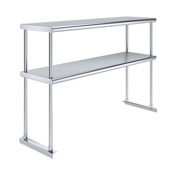 Amgood 14''x48'' Stainless Steel Double Deck Over Shelf - DOS-1448-Z