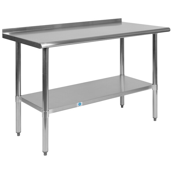 Flash Furniture 48"W Stainless 18 Gauge Work Table - Undershelf - NH-WT-2448BSP-GG