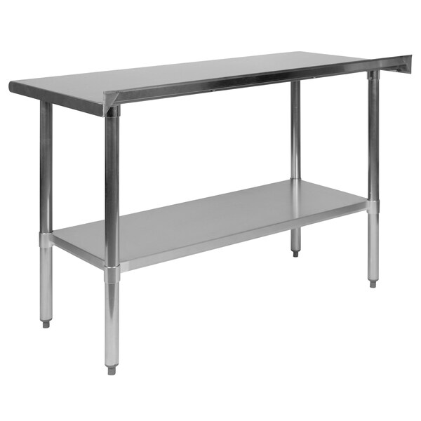 Flash Furniture 48"W Stainless 18 Gauge Work Table - Undershelf - NH-WT-2448BSP-GG