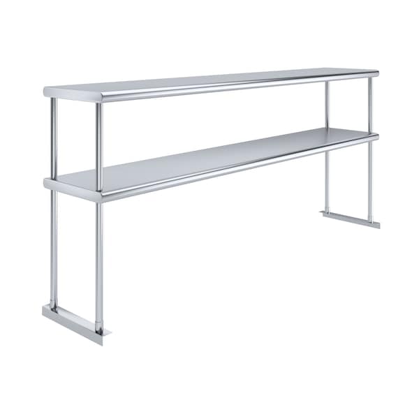Amgood 14''x72'' Stainless Steel Double Deck Over Shelf - DOS-1472-Z