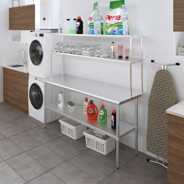 Amgood 14''x72'' Stainless Steel Double Deck Over Shelf - DOS-1472-Z
