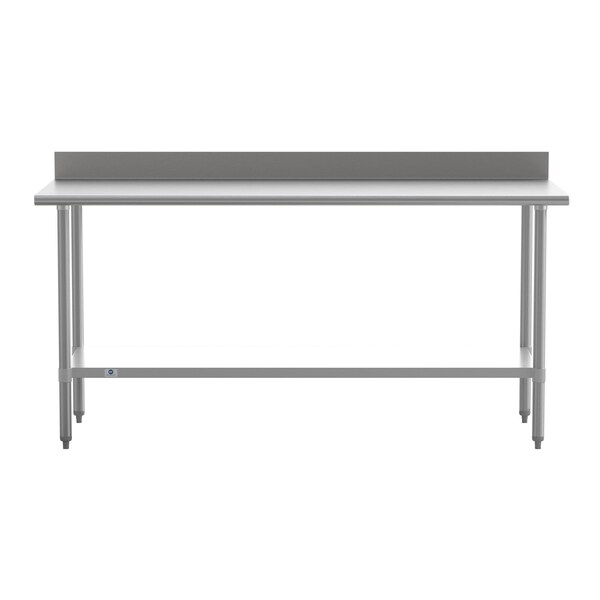 Flash Furniture Reese 430 Stainless Steel 18 Gauge 30-in x 72-in Table w/Adjustable Shelf and 4-in Backsplash - NH-WT-3072-GG-B4-GG