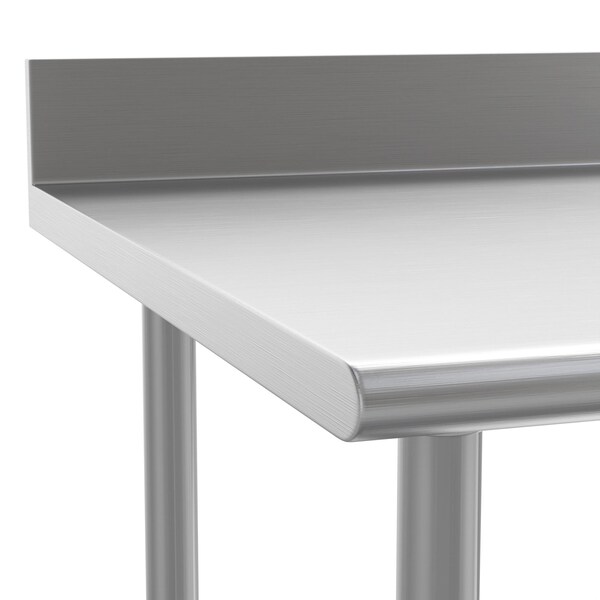 Flash Furniture Reese 430 Stainless Steel 18 Gauge 30-in x 72-in Table w/Adjustable Shelf and 4-in Backsplash - NH-WT-3072-GG-B4-GG