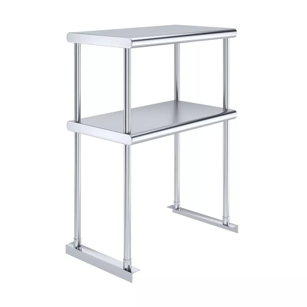 Amgood 14''x24'' Stainless Steel Double Deck Over Shelf - DOS-1424-Z
