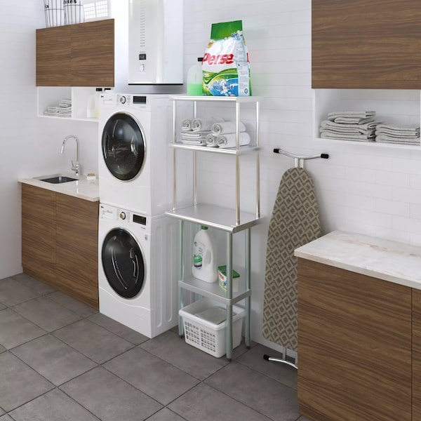 Amgood 14''x24'' Stainless Steel Double Deck Over Shelf - DOS-1424-Z
