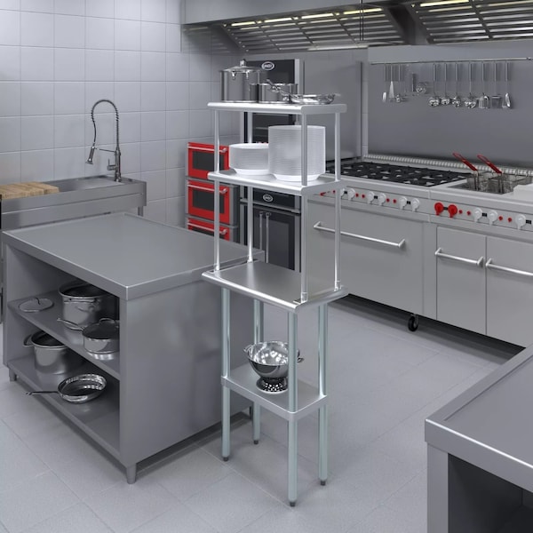 Amgood 14''x24'' Stainless Steel Double Deck Over Shelf - DOS-1424-Z