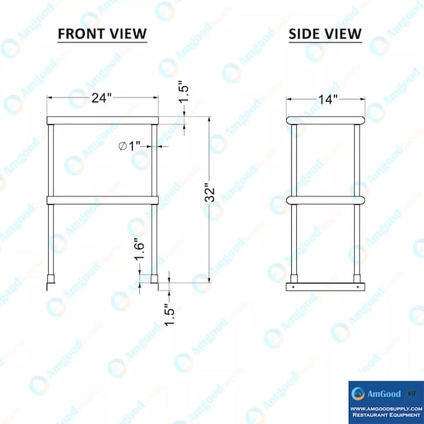 Amgood 14''x24'' Stainless Steel Double Deck Over Shelf - DOS-1424-Z